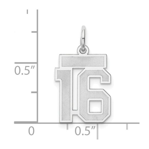 14k White Gold, Jersey Collection, Small Number 16 Pendant - Picture 4 of 5
